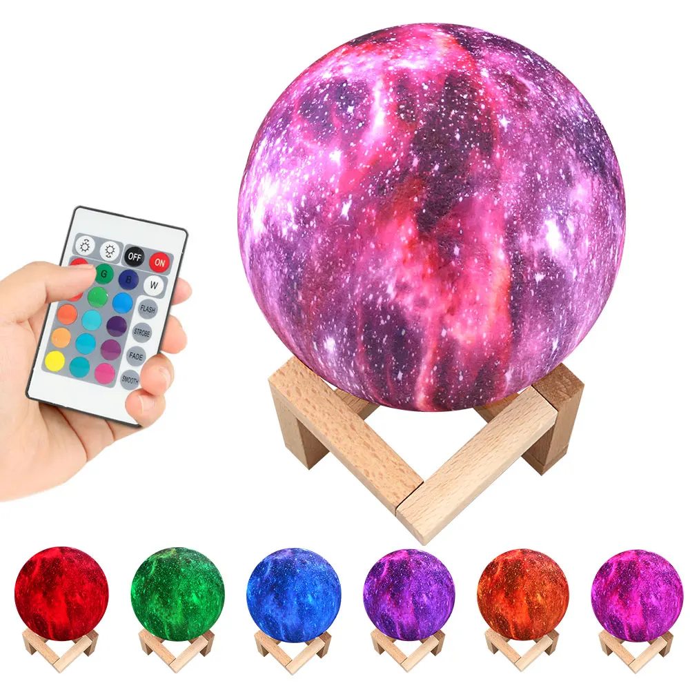 

16 Colors 3D Print Star Moon Lamp 15CM Moon Night Home Decoration Creative Gift USB LED Night Light Galaxy Lamp Dropshipping