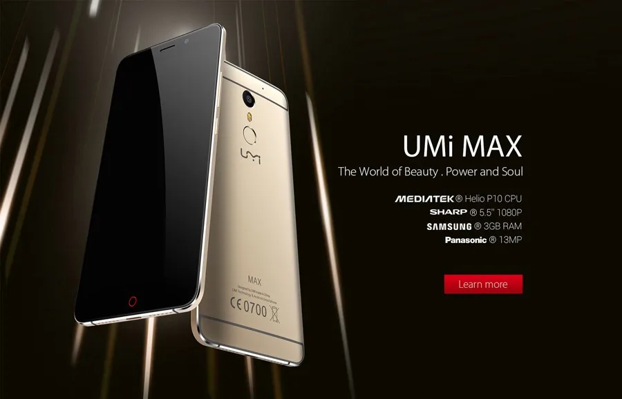 Мобильный телефон UMI Max 4G LTE Восьмиядерный 3 ГБ ОЗУ 16 Гб ПЗУ 5," FHD 1920*1080 Android 6,0 4000 мАч 13 МП отпечаток пальца