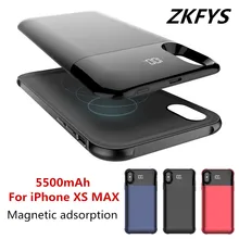Чехол для iPhone XS MAX, внешнее беспроводное магнитное быстрое зарядное устройство, чехол для аккумулятора, 5500 мА/ч, внешний аккумулятор, чехол для зарядки
