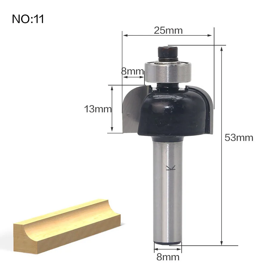 1 шт. 8 мм хвостовик древесины фрезы прямой Концевая фреза триммер очистка заподлицо отделка угловая круглая бухта коробка биты инструменты фреза RCT - Длина режущей кромки: NO11