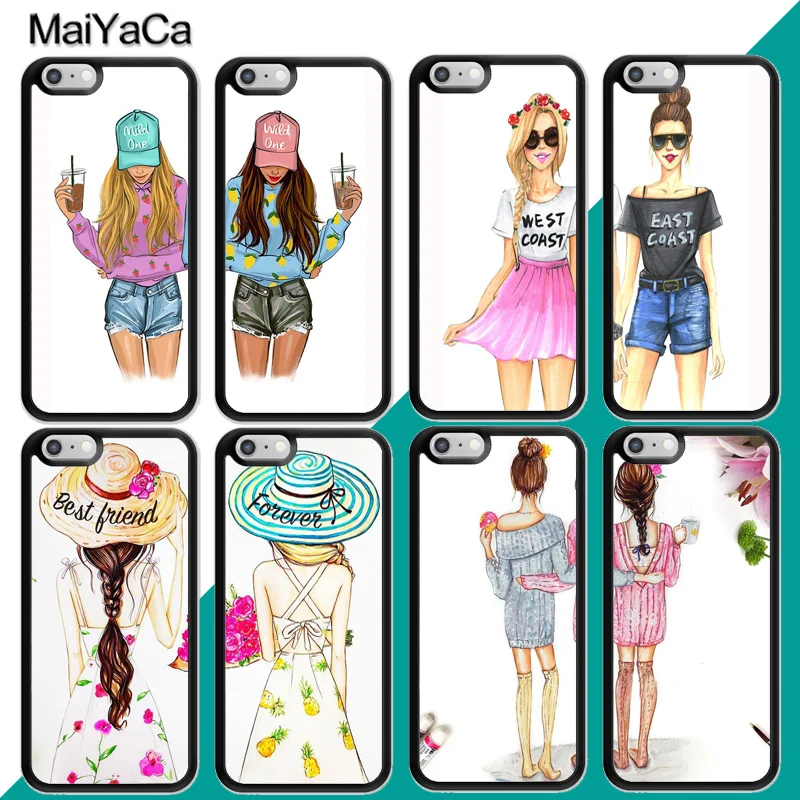 

MaiYaCa BFF Cute Girl Best Friend Forever Couple Soft TPU Phone Case For iPhone 7 6S 8 Plus X XS MAX XR 5S SE Cases Back Cover