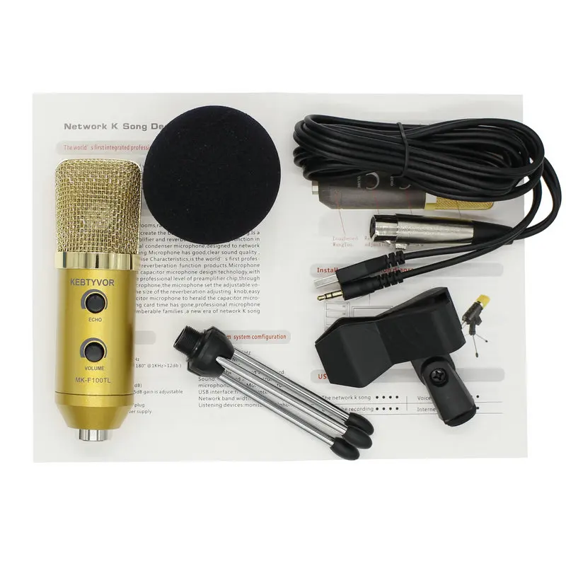 Mk f100tl синий USB 2,0 конденсаторный звук Запись аудио обработка проводной микрофон с подставкой для радио Braodcasting KTV караоке