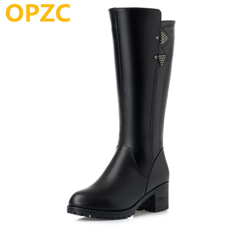 

OPZC Female motorcycle boots 2018 new genuine leather female wool boots, lady size 35-43# female winter boots,women Long boots