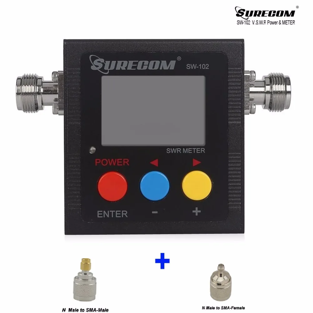 SureCom SW-102 цифровой Мощность тестер КСВ частотомер счетчик и 2 RF крышка адаптера 125 МГц-520 МГц для ветчина трансивер сканер