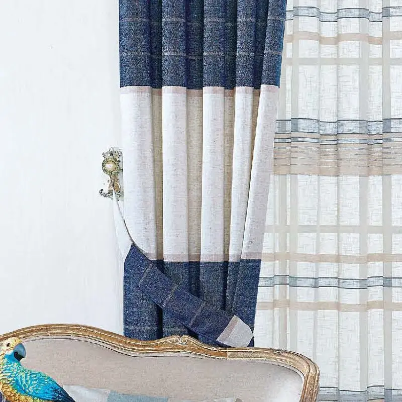 New Arrival North European Style Striped Denim Blue Drapes