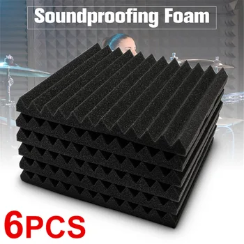 

6 PCS Soundproofing Foam Acoustic Foam Wedge Tiles Sponge Sound Proofing Noise Absorption Treatment For KTV Studio 30*30*3cm
