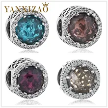 Yanxizao Luxurious 925 Silver CZ Charm Beads Fit Pandora Style Crystal Bracelet Pendant Necklace Jewelry Originals High Quality