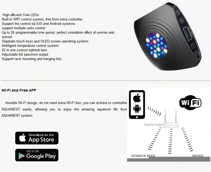 Aquanest № 8 аквариумный светильник с помощью приложения на телефоне Море Коралловый светильник, имитировать восход и закат аквариум лампы