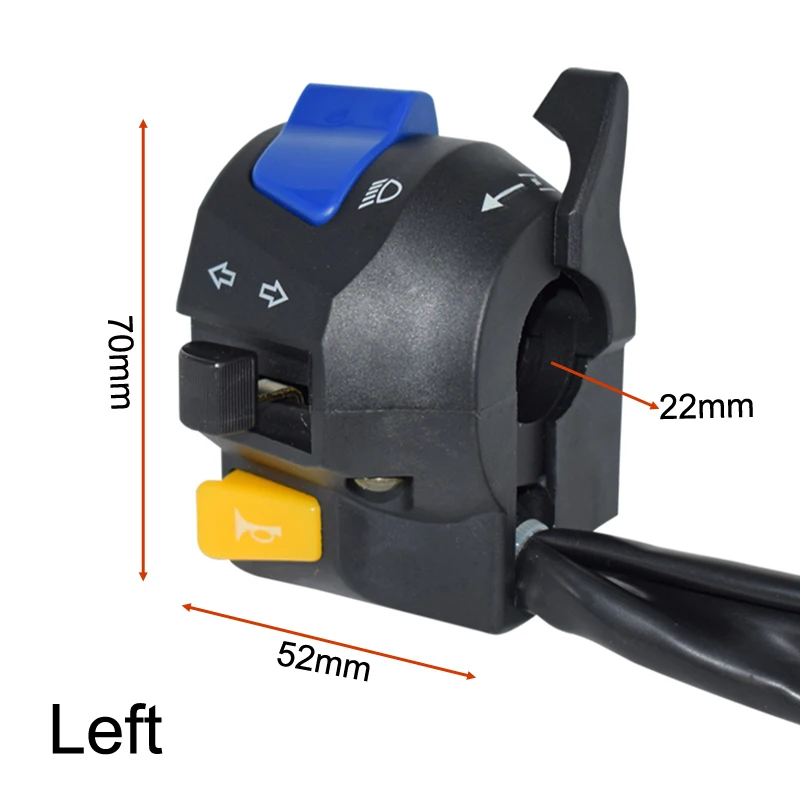 7/" ручка для мотоцикла левый и правый переключатель рупорный сигнал поворота головной светильник противотуманный светильник электрический запуск Руль управления переключатель