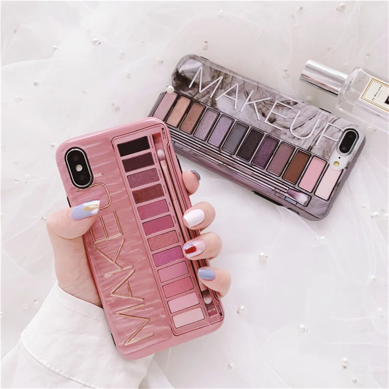 

Fashion Makeup Eye Shadow Palette Phone Case For iPhone X XS Max XR Glossy Soft Silicon Cover For iPhone 6 6S 7 8 Plus Case Capa