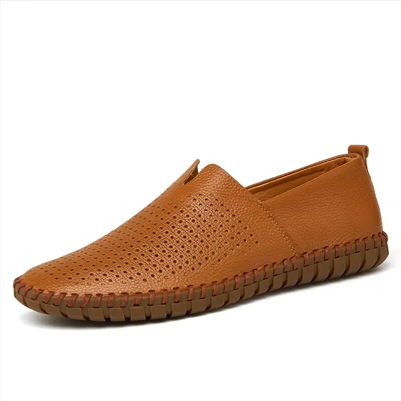 VANCAT/мужские туфли из натуральной кожи больших размеров Черные слипоны лоферы из натуральной кожи мужские мокасины обувь итальянского дизайнера - Цвет: Breathable brown