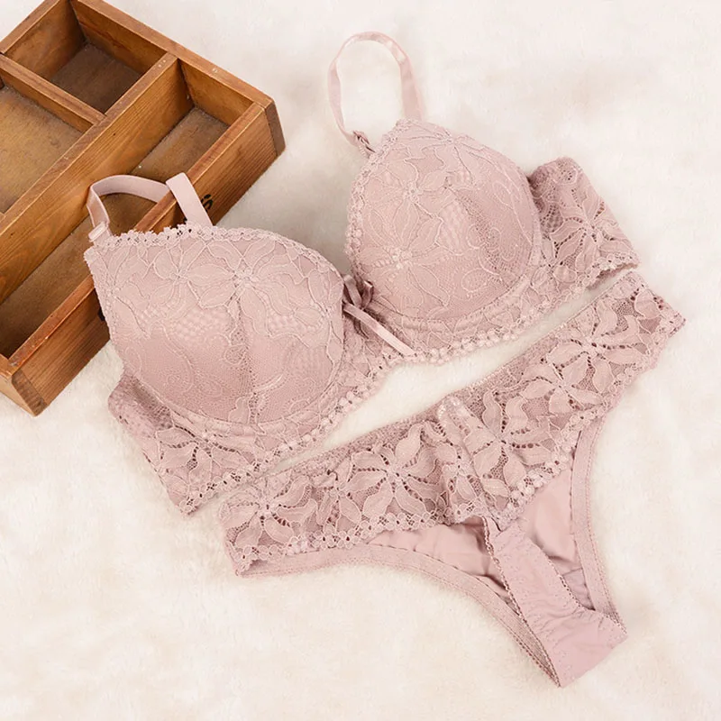 Комплект женского кружевного нижнего белья с чашками пуш ап 7 цветов|bra set|fashion bra