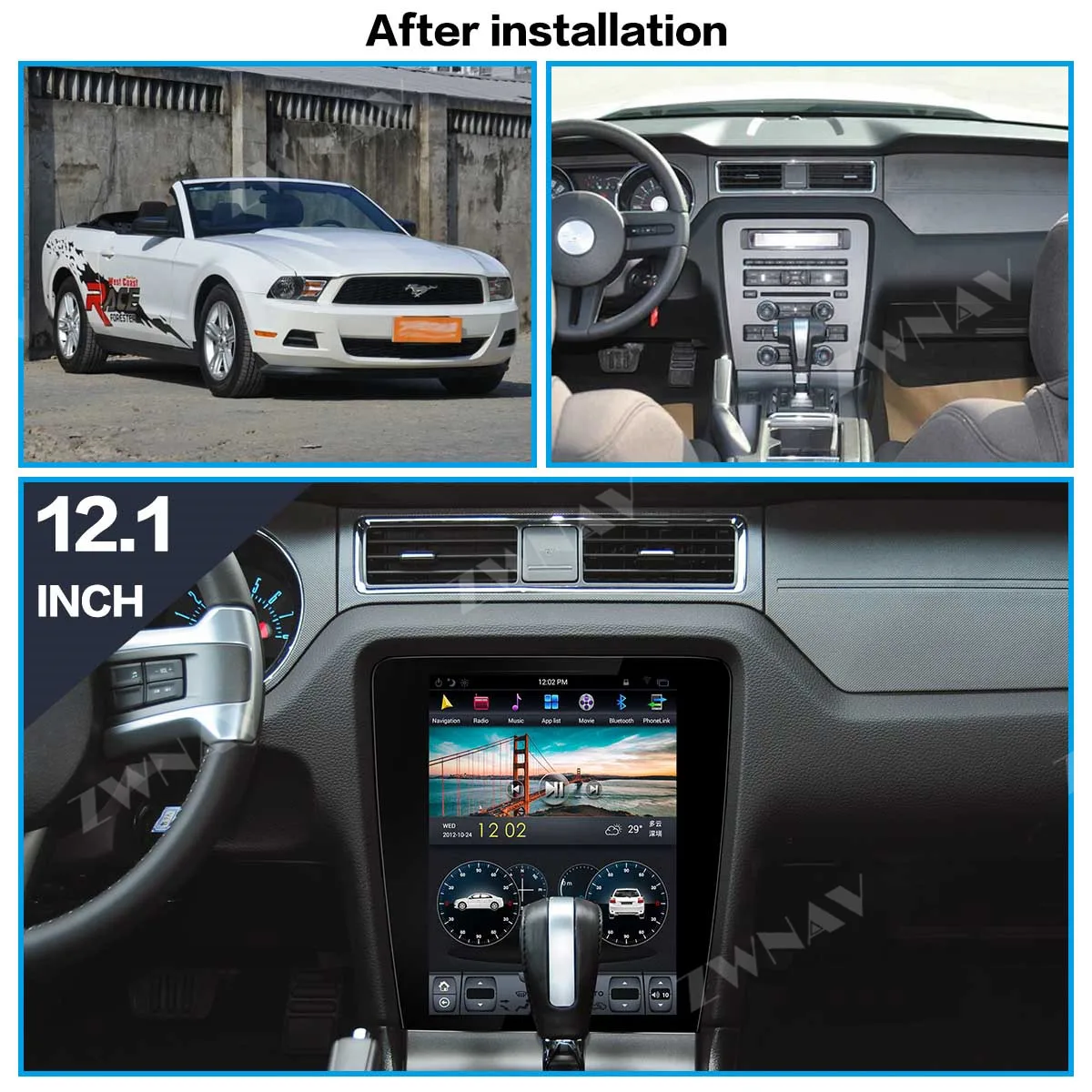 PX6 4GB ram Tesla style Android 9,0 автомобильный gps-навигатор для Ford Mustang 2010- головное устройство мультимедиа Авто магнитола