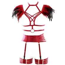 Перьевые эполеты Готический стимпанк крылья плеча фестиваль BurningMan свадьба Хэллоуин лямочный предохранительный пояс Набор Косплей для женщин