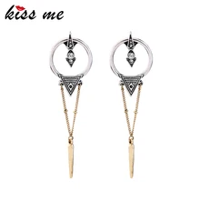 KISS ME Round Alloy Rivet Pendant Vintage Earrings New Trendy Women Statement Earrings Fashion Jewelry kiss me brand statement earrings 2017 geometric synthetic stone alloy vintage earrings for women fashion jewelry