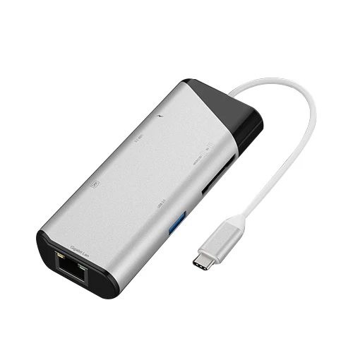 7 в 1 USB C концентратор USB-C HDMI Ethernet Rj45 адаптер 4K USB 3,1 SD/TF кард-ридер для MacBook Pro iPad type C концентратор Hdmi - Цвет: Silver