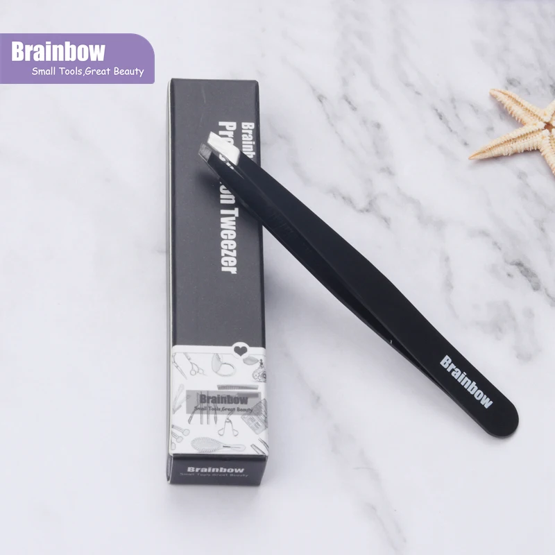 

Brainbow 1pc Black Slant Eyebrow Tweezer Eyelashes Extension Pinzette Double Eyelid Sticker Application Eyes Hair Removal Tools