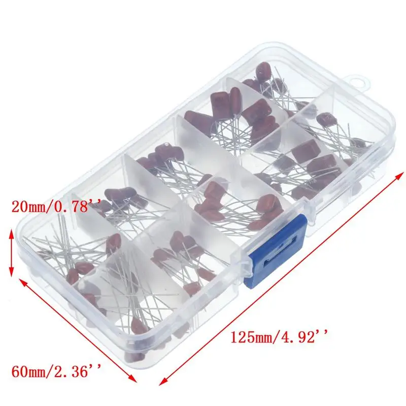 100 шт металлизированные Полиэфирные пленочные конденсаторы в ассортименте, 10nF~ 470nF высокая точность и стабильность