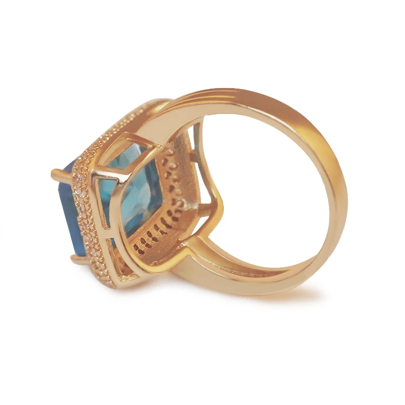 MGFam большой роскошный морской синий кольца для вечеринки Девушка CZ 18 k G P Золото Цвет Горячие ювелирные изделия AAA+ кубический циркон