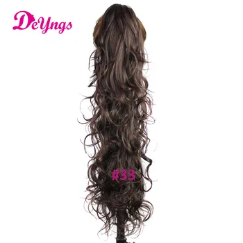 

Deyngs Long Ponytail Tress Synthetic Claw In On Pony Tail Hair Extension Natural Curly 28inch 75cm 220g False Women's Hairpiece