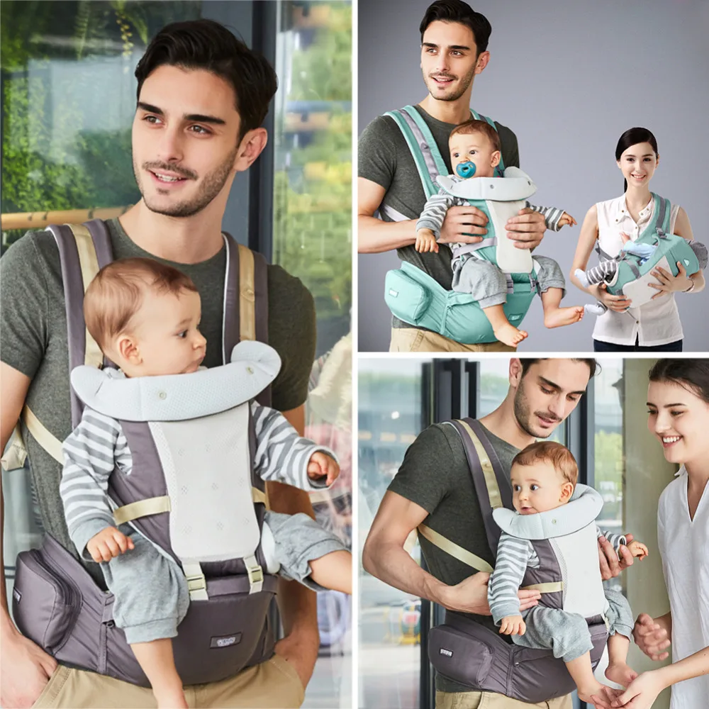 

Ergonomic Baby Carrier Infant Baby Hipseat Carrier Front Facing Ergonomic Kangaroo Baby Wrap Sling for Baby Travel 0-36M