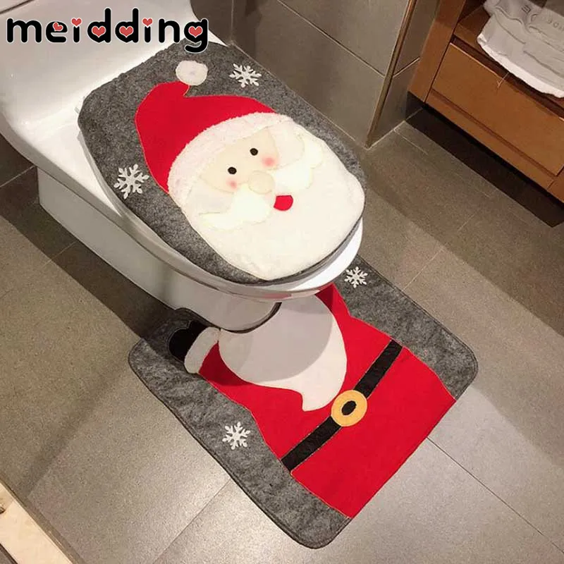 MEIDDING Christmas Toilet Seat Cover Christmas Decorations Santa Claus