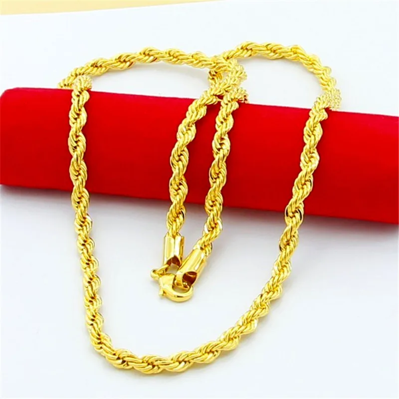 3mm 20 30 Inch Male Gold Necklace 24k 