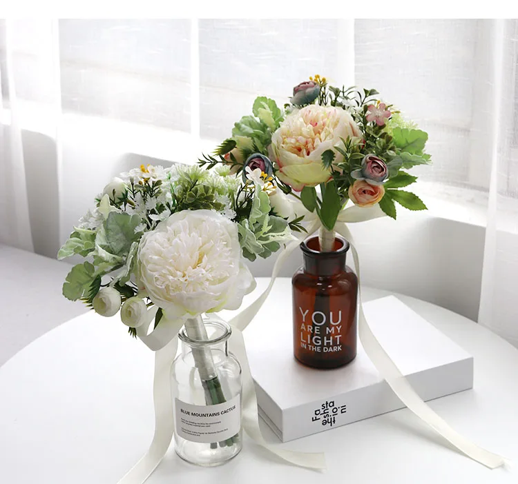 Wedding Bouquet for bridesmaids flowers artificial rose peony (4)