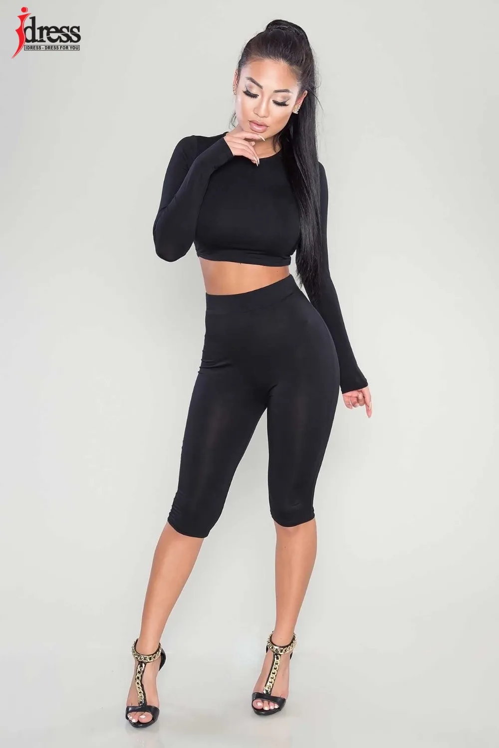 IDress Women Two Piece Bodycon Jumpsuit Playsuit New 2016 Summer Knee Length Black Bodysuit Sexy Club Elegant Rompers Womens Jumpsuit (4)