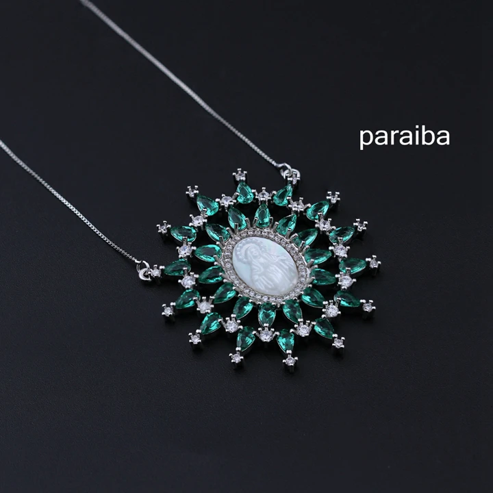 Paraiba, ожерелье с кулоном Девы Марии, жемчужное ожерелье с кубическим цирконием, Женское Ожерелье, модное ювелирное изделие NP0011322