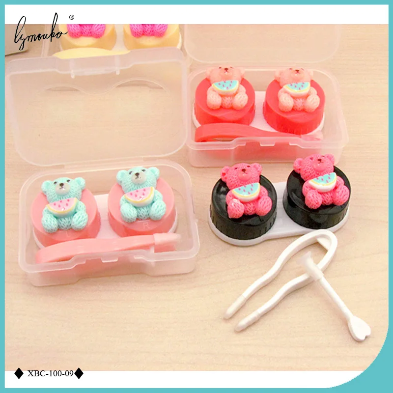 Lymouko мини прекрасный мультфильм Медвежонок Hug арбуз Портативный контактные линзы чехол для Travel Kit контейнер Оптические стёкла коробка