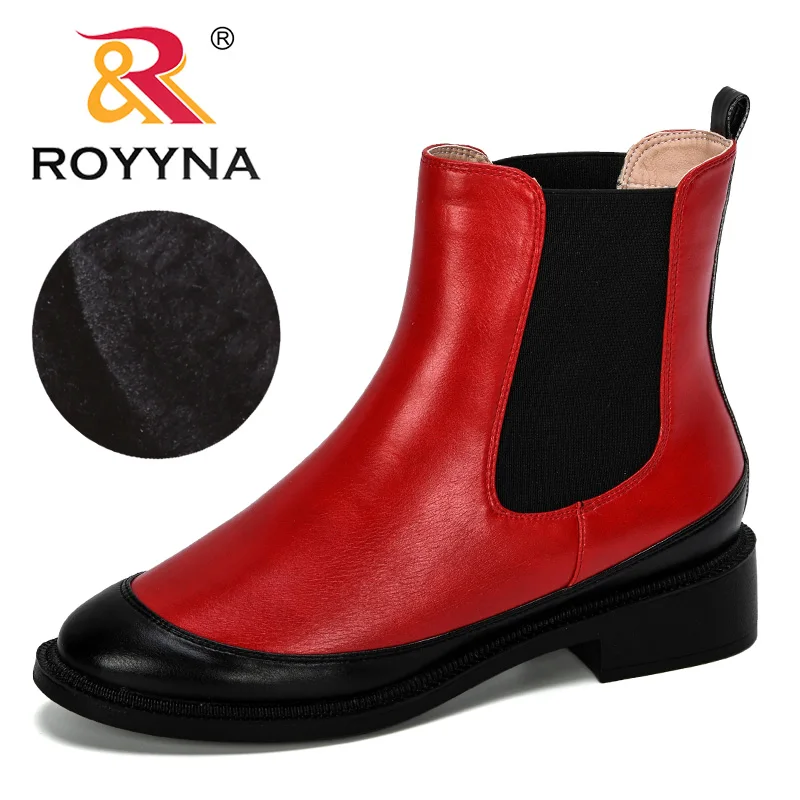 Женские Ботинки на каблуке ROYYNA кожаные офисные зиму размеры 36 41 2019|Полусапожки| |