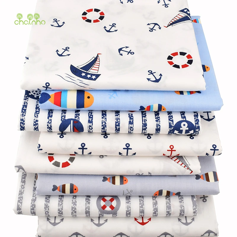 

Chainho ,New Sailing series Twill Cotton Fabric For DIY Quilting Sewing Of Baby&Children/Sheet,Pillow,Cushion,Curtain Material