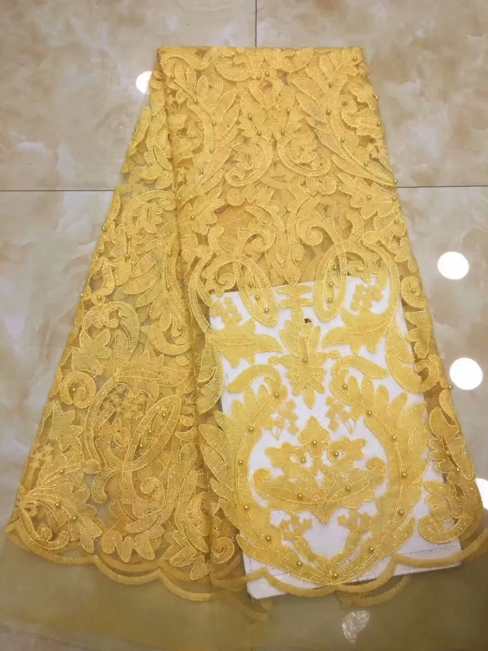

New French embroidery lace fabric, beaded 2018 premium wedding tulle lace African French lace