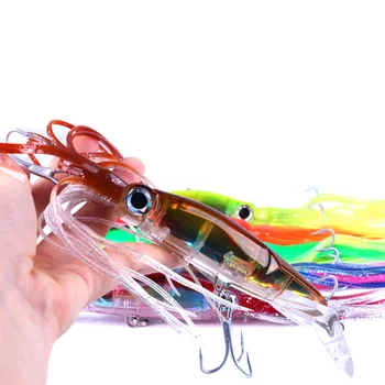 

14cm/40g Sea Fishing Octopus Squid Skirts Trolling Crank Bait Fishing Tuna Bionic Lure Rig Marlin Treble Hook anticorrosion
