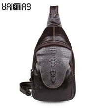 Ретро моды для мужчин Натуральная кожа груди мешок повседневные модные мужчины сумка из натуральной коровьей кожи мужская сумка с узором «крокодиловая кожа»