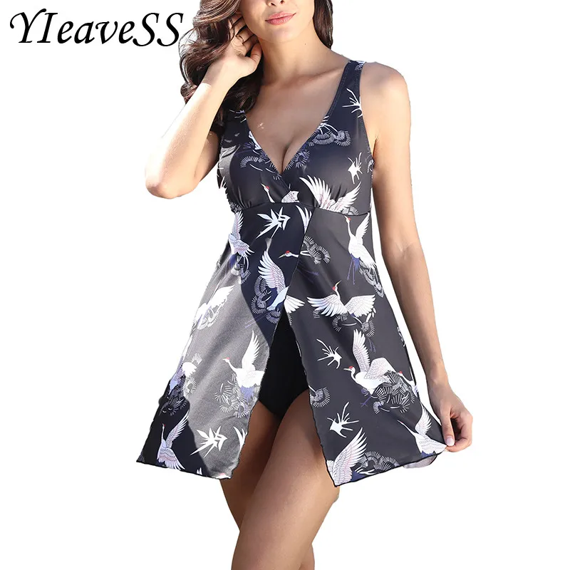

2019 Swimwear Dress Women Swimsuit Large Plus Size 5XL Female Retro Swim Push up Tankini Beach Wear Bathing Suit Big One-piece