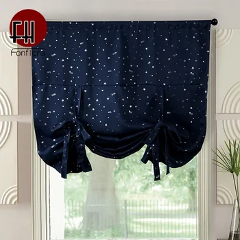 

Roman Blackout Curtains For Kids Room Living Room Short Curtains For Kitchen Little Stars Window Drapery Home Decor Panel Rope