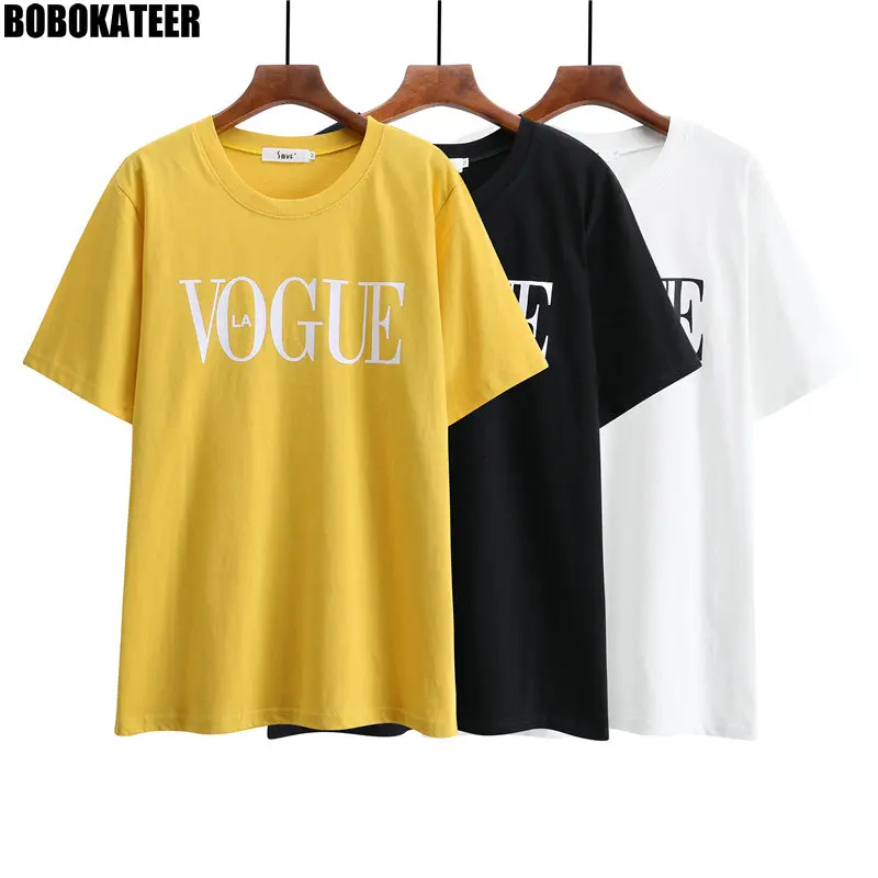 BOBOKATEER Vogue Футболка женская одежда летняя негабаритная белая Винтажная футболка с