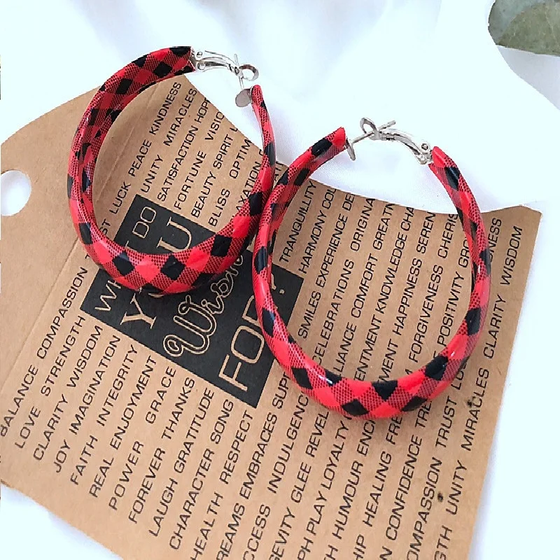

Leather Texture Round Earrings Handmade Metal and Leather Exaggerated Red Dreamy Imagination Star Loved Goods S036
