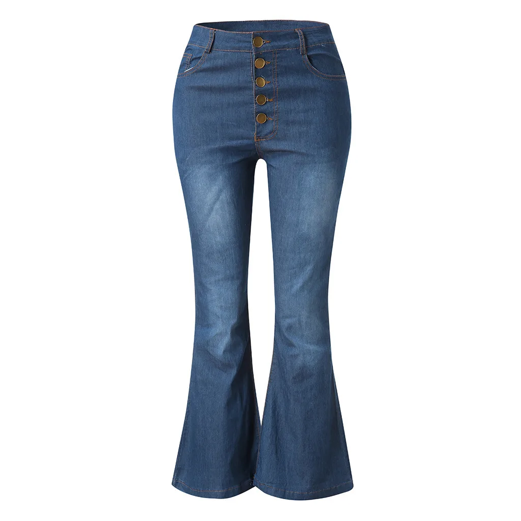 Женские джинсы большого размера, женские осенние эластичные свободные джинсы с карманами и пуговицами, повседневные джинсы 3