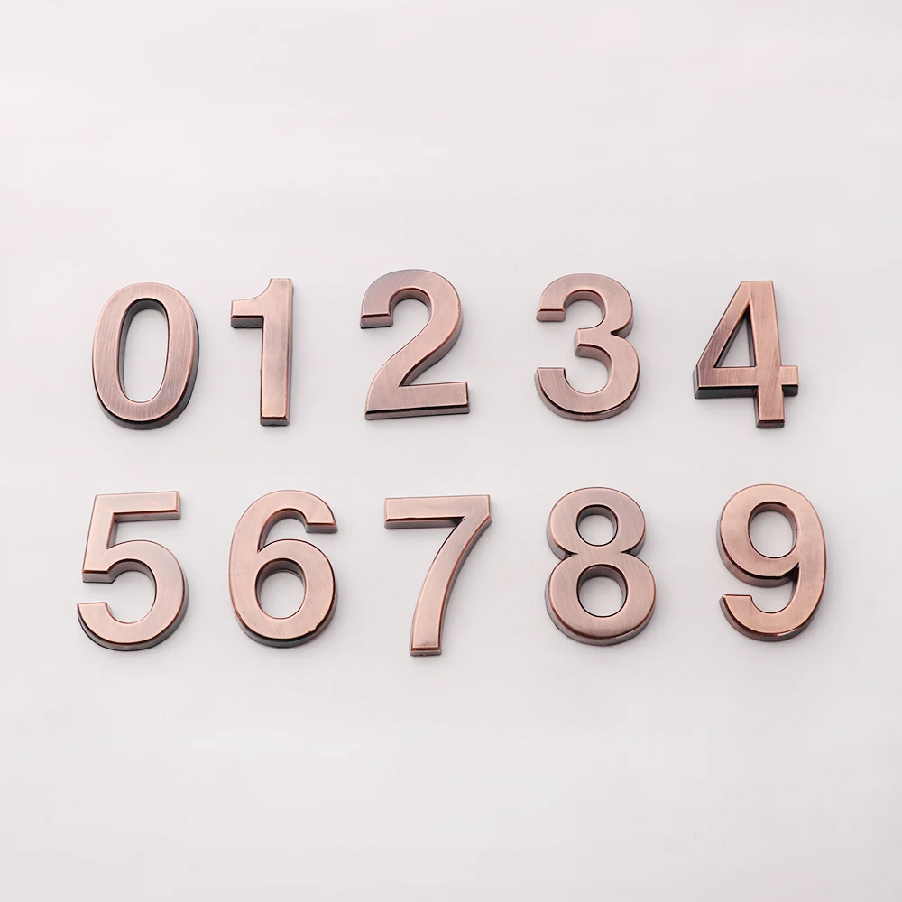 

1 PC ABS Plastic Bronze Color Self-Adhesive 0-9 Door Numbers Customized House Address Sign Plaque Hotel Room Door Digits Sticker