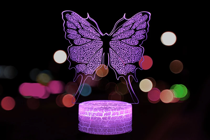 GOLDENKAYI 3D светодиодный оригинальность ночные светильники атмосфера визуальная лампа сенсорный бабочка прикроватная семь цветов свет подарок на день рождения