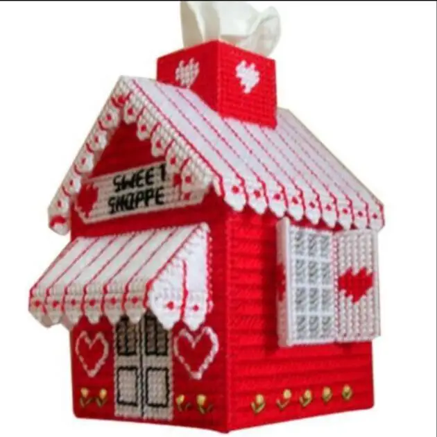 

15x14x20cm Villa Country House storage tissue box embroidery kit DIY handmade craft set Crocheting knitting needlework supplies