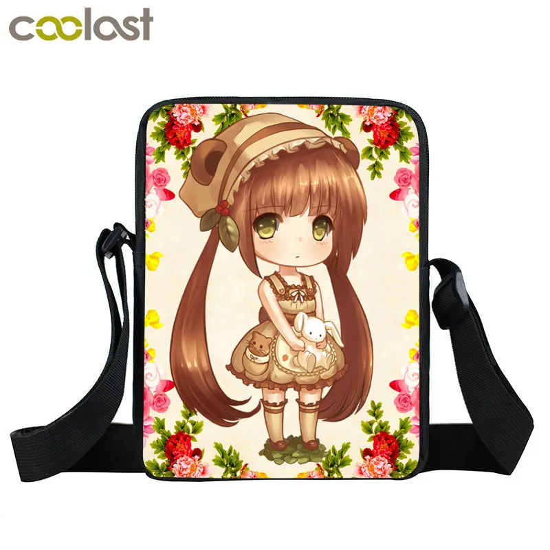 

kawaii cartoon girls and flower mini messenger bag women handbag ladies small shoulder bags kids crossbody bags book bag gift