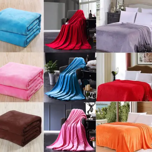 

Large Flannel Blanket Micro Coral Plain Soft Fleece Blanket Soft Luxury Warm Home Sofa Bed Throw 100*140