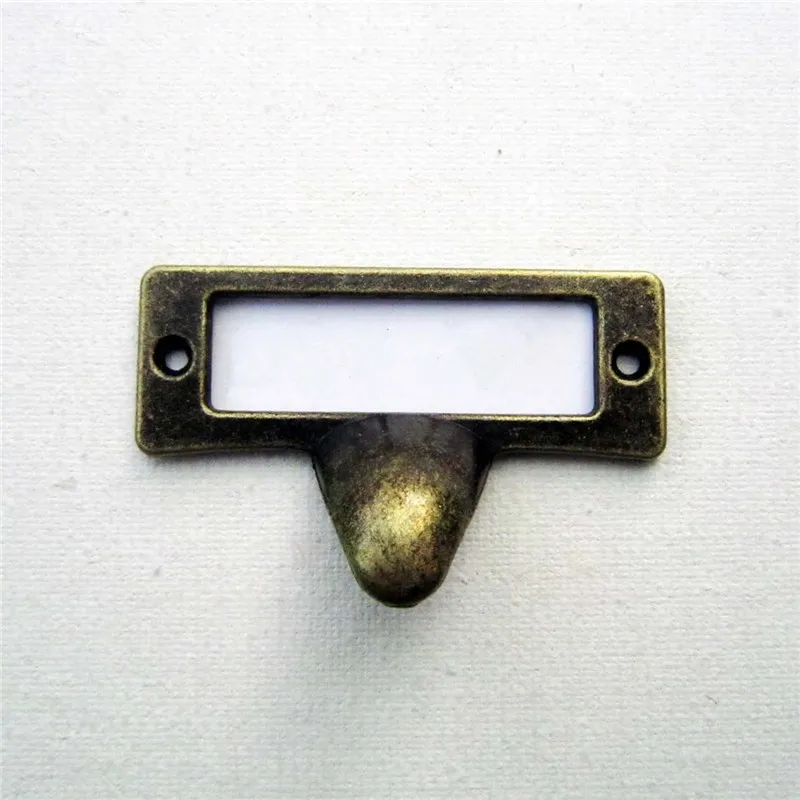 6pcs File Name Card Handle Cabinet Handles Label Hold Antique Brass Drawer Label Pull Cabinet Frame Handle File Name Card