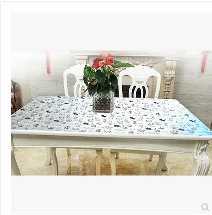 

2017 New Arrival Kawaii PVC Cat Table Runners Waterproof Plastic Dining Kitchen Table Cover Protector Oilcloth Fabric Covering