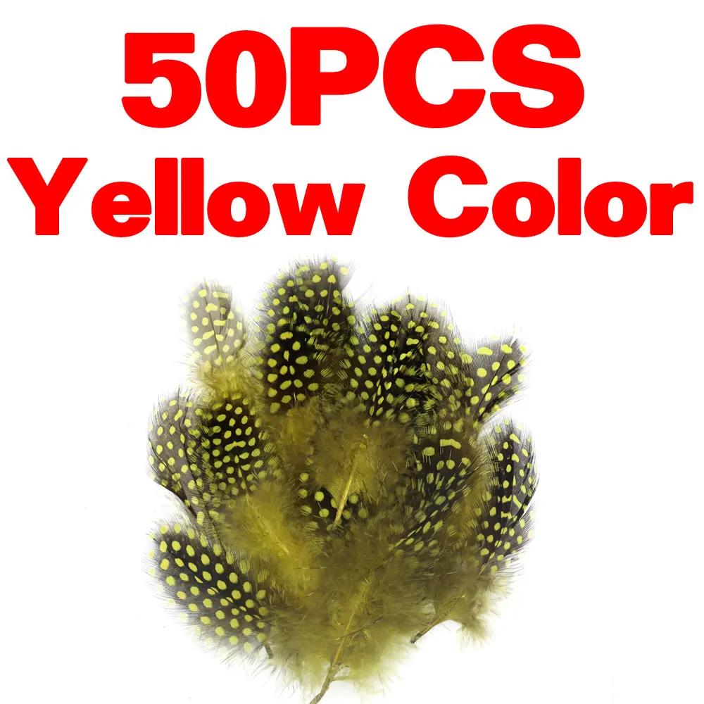 Yellow Color 50pcs Bimoo 50 шт./упак. натуральный Лисий мех, фазан цесарки Перья для мушек Материал ошейники для собак, украшенные wingcases и щеки - Цвет: Yellow Color 50pcs