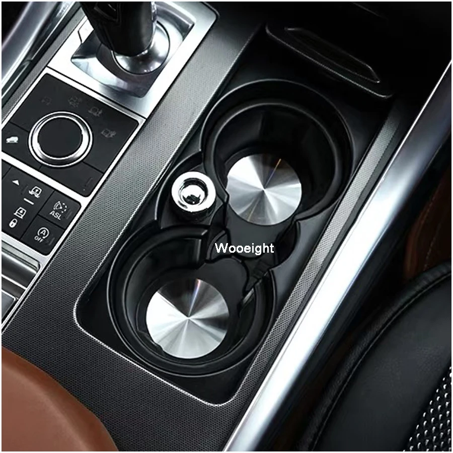 Wooeight 2Pcs Silver Mental Car Water Cup Holder Mat Trim For Land Rover Range Rover Sport Vogue Discovery 4 5 Car Decoration (8)